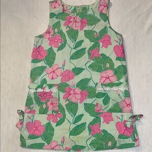 Lilly Pulitzer Floral Sleeveless Dress with Pink and Green Pattern girl 6